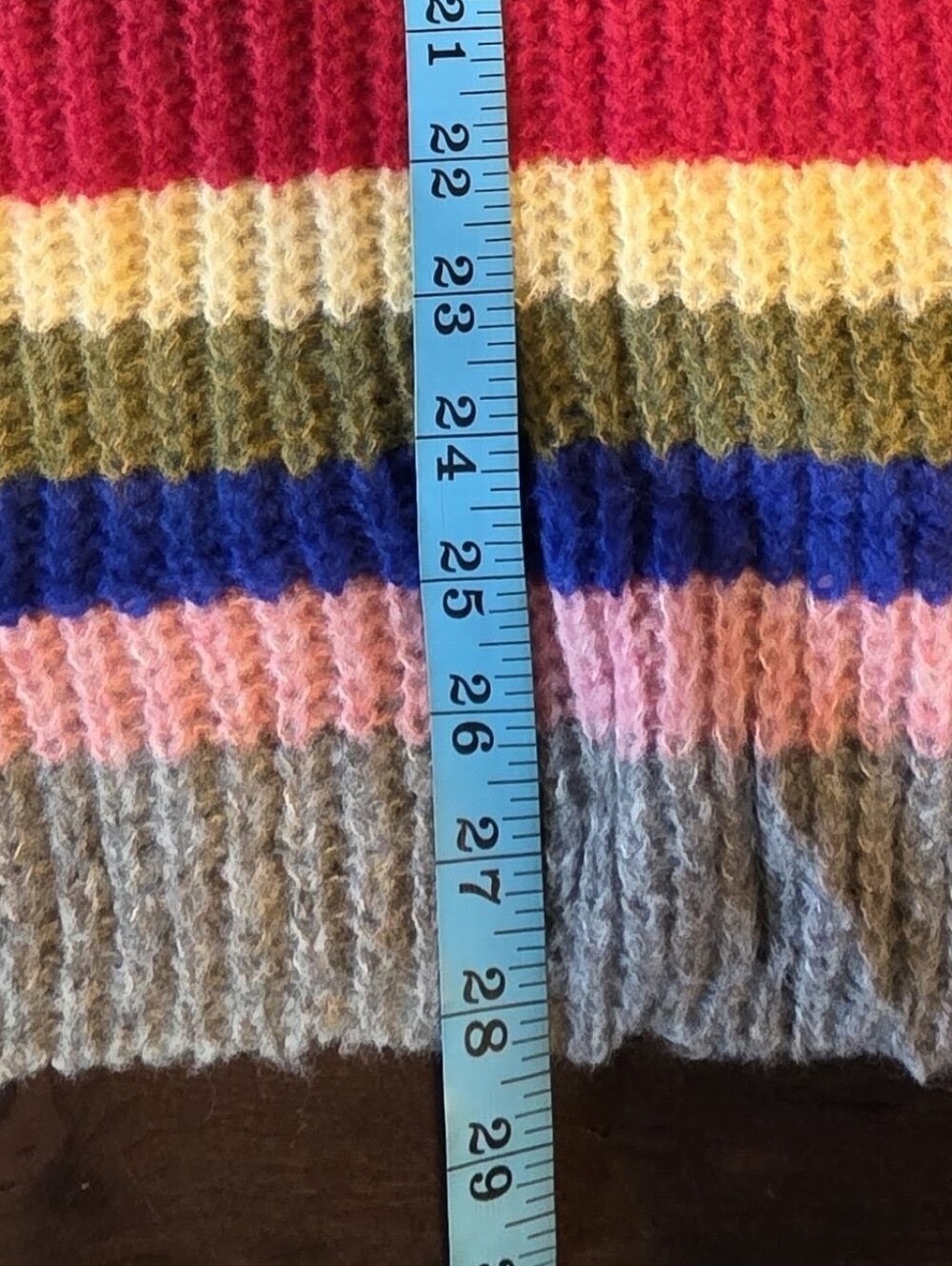 Chunky Knit Oversized Open Cardigan Balloon Sleeve Rainbow Stripe Sweater, L NWT - Picture 12 of 17